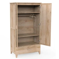 Armoires 2 Portes*Théo Naia Armoire de Bois Wardrobe Naturel