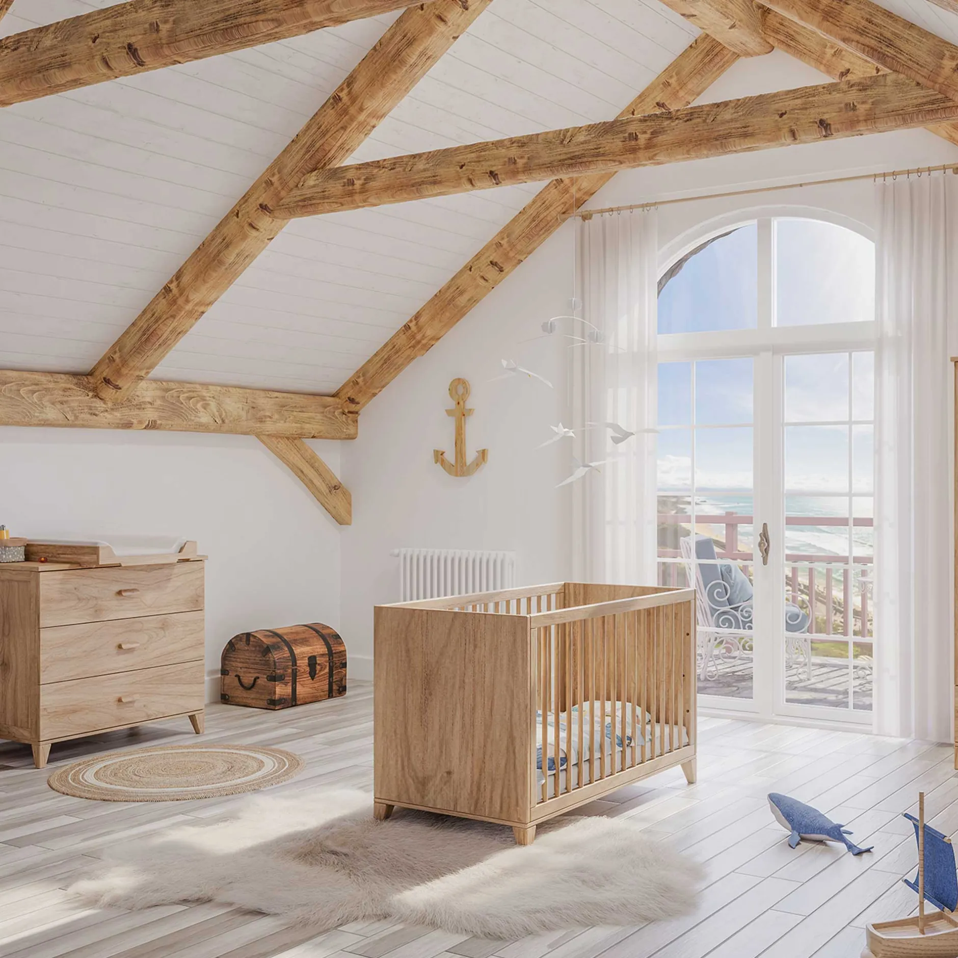 Lits 60X120 Évolutifs*Théo Naia Lit évolutif 60 x 120 cm de Bois Naturel