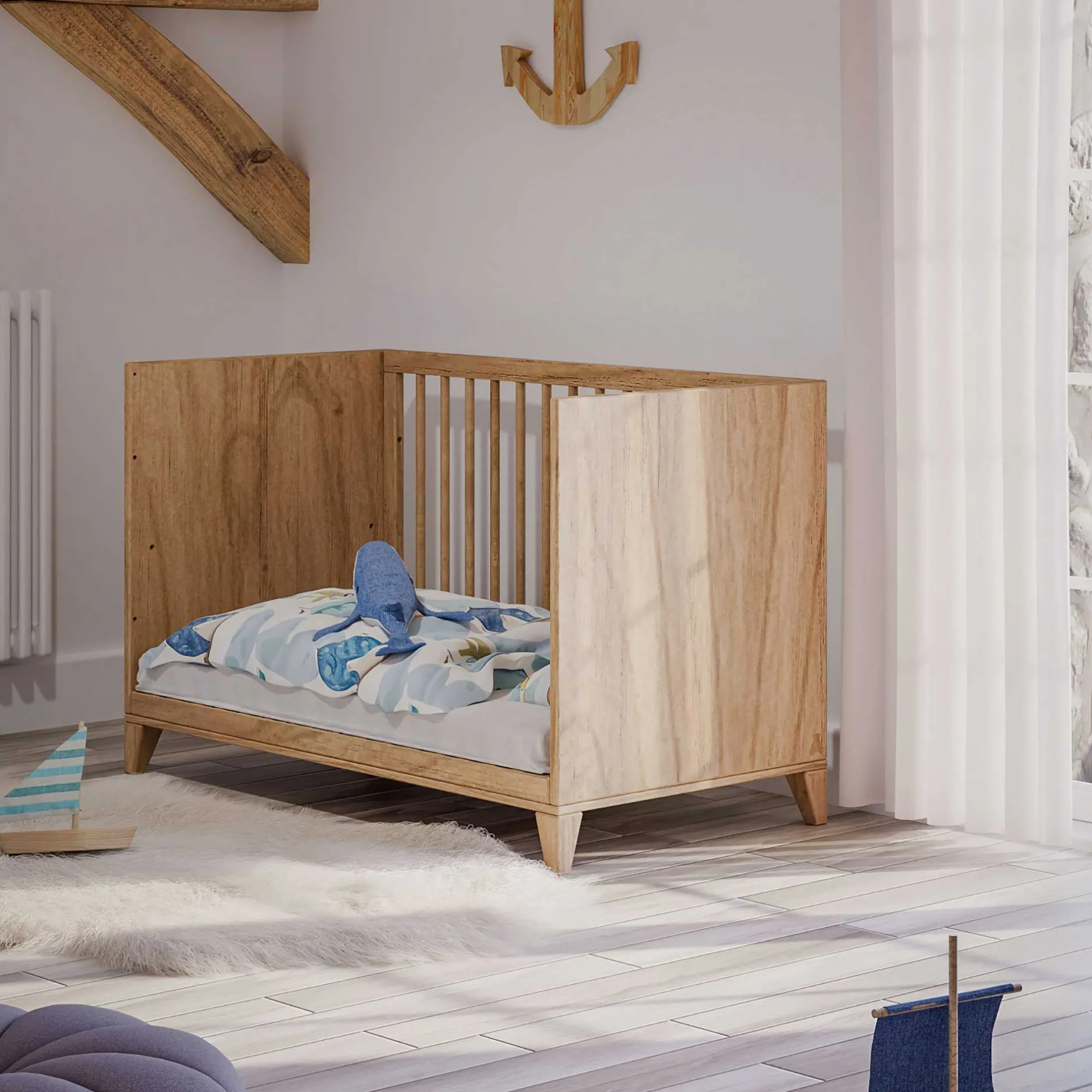 Lits 60X120 Évolutifs*Théo Naia Lit évolutif 60 x 120 cm de Bois Naturel