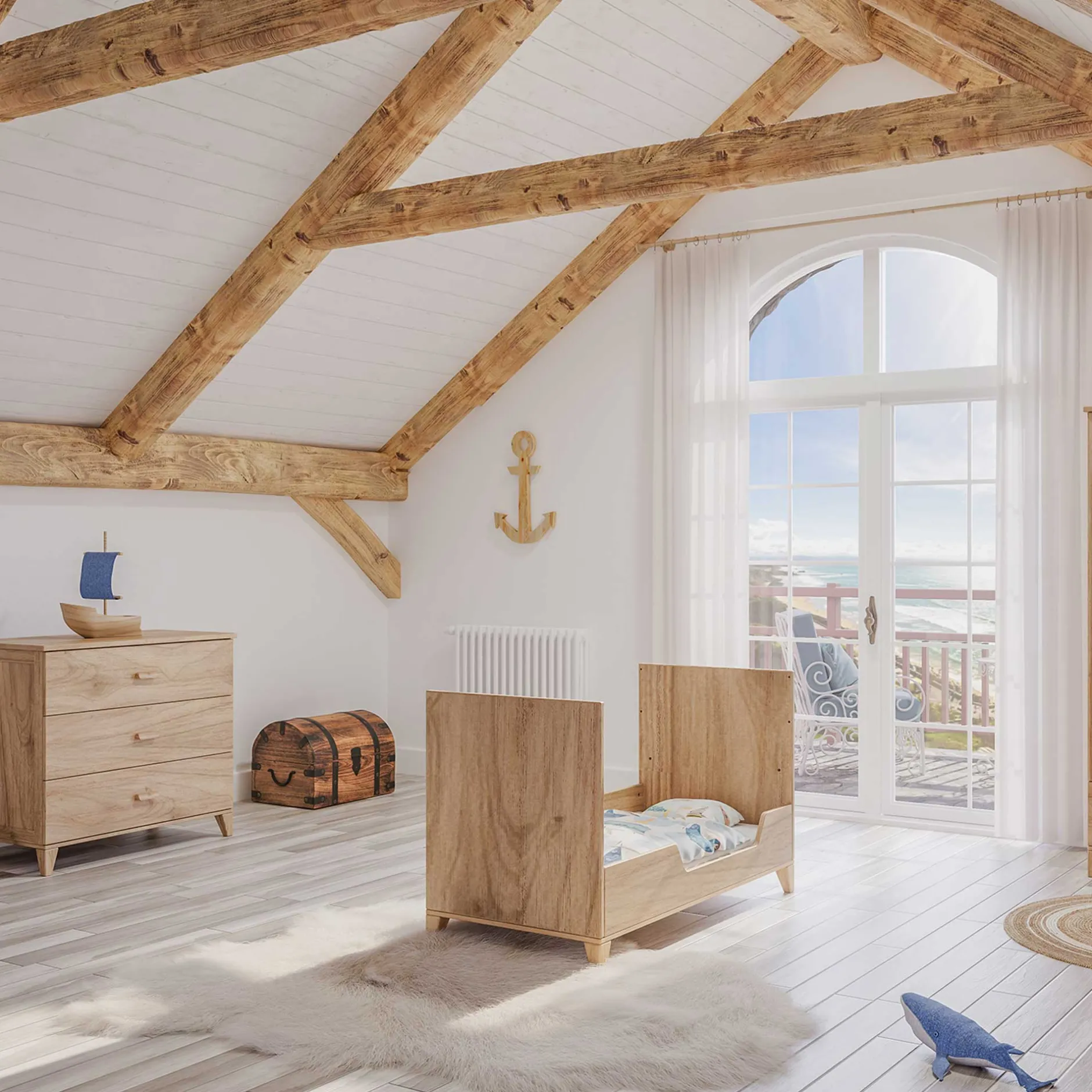 Lits 60X120 Évolutifs*Théo Naia Lit évolutif 60 x 120 cm de Bois Naturel