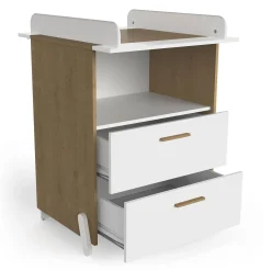 Commodes*CBA Meubles Naili Commode à langer 2 tiroirs de Chêne hamilton / blanc