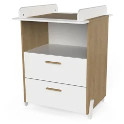 Commodes*CBA Meubles Naili Commode à langer 2 tiroirs de Chêne hamilton / blanc