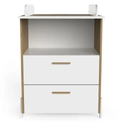 Commodes*CBA Meubles Naili Commode à langer 2 tiroirs de Chêne hamilton / blanc