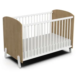 Lits 60X120 Non Évolutifs*CBA Meubles Naili Lit bébé 60 x 120 cm de Chêne hamilton / blanc