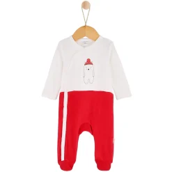 Pyjamas|Pyjamas*P'tit bisou Noël Pyjama Naissance velours bicolore de rouge et blanc