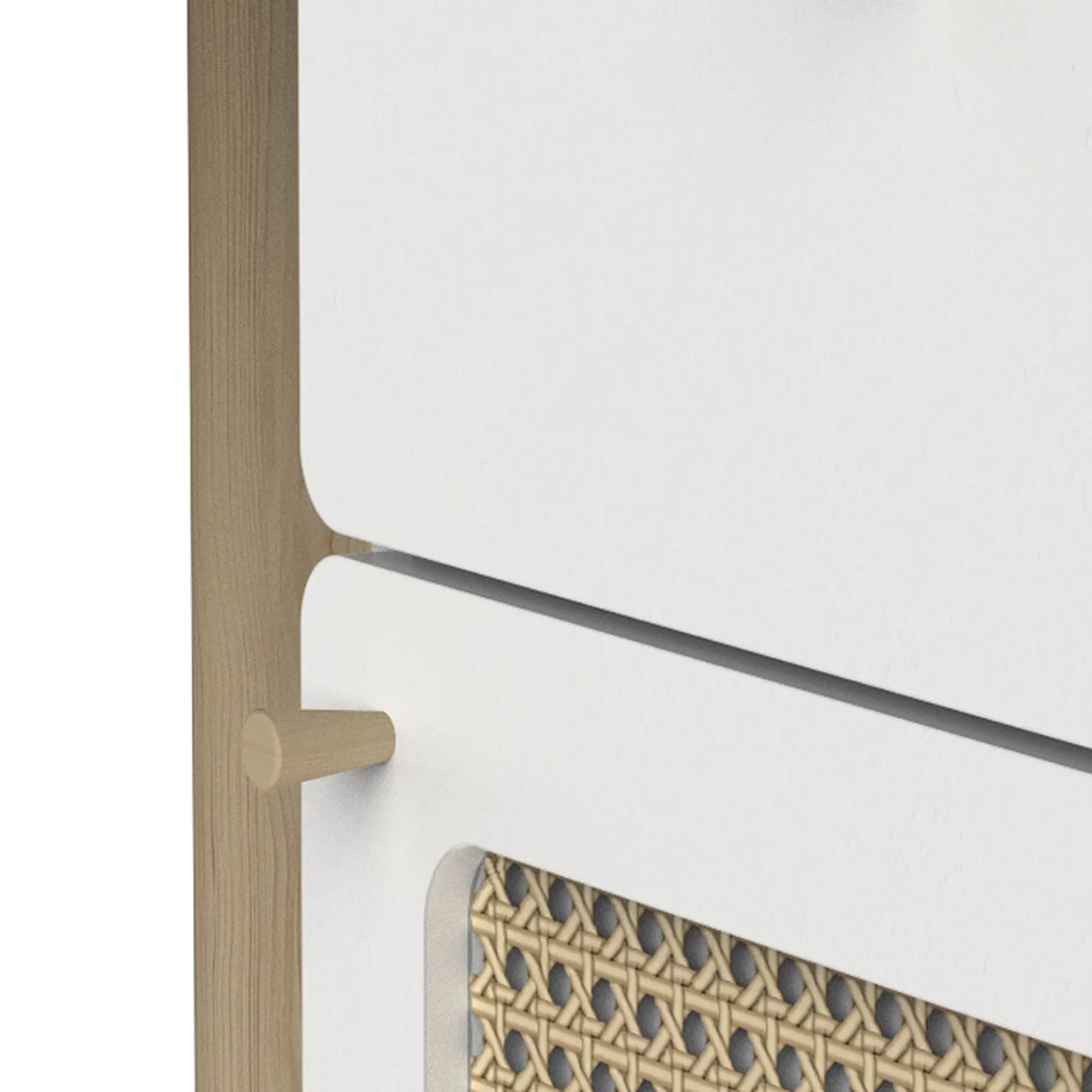 Autres Mobiliers*CBA Meubles Ochna Bureau 2 tiroirs de Blanc et cannage