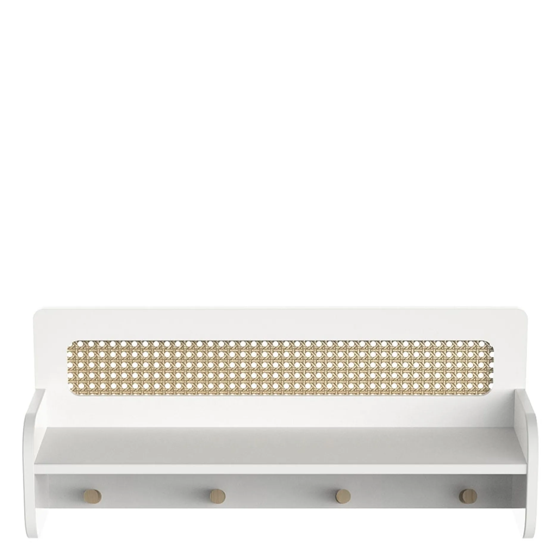 Autres Mobiliers*CBA Meubles Ochna Etagère murale + 4 patères de Blanc et cannage