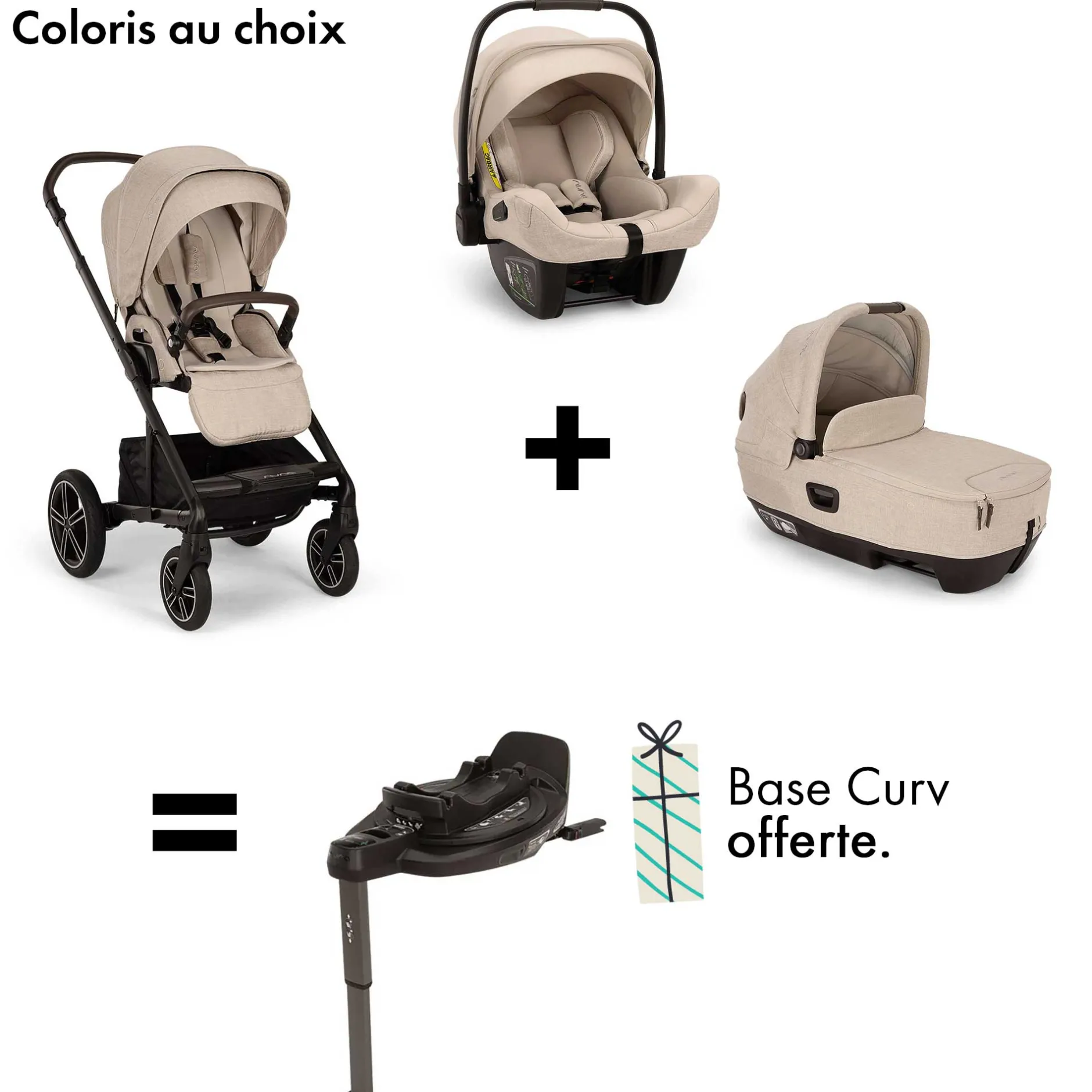 Bases De Sièges Auto|Nacelles* Offre Nuna : Base Curv OFFERTE pour l'achat d'une Poussette Mixx Next + Nacelle auto Cari Next + Siège auto Pipa Next de Nuna