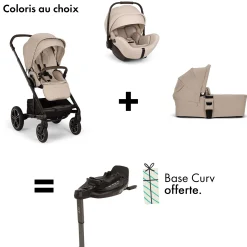 Sièges Auto De 0 À 15 Mois|Nacelles* Offre Nuna : Base Curv OFFERTE pour l'achat d'une Poussette Mixx Next + Nacelle Mixx Next + Siège auto Arra Flex de Nuna