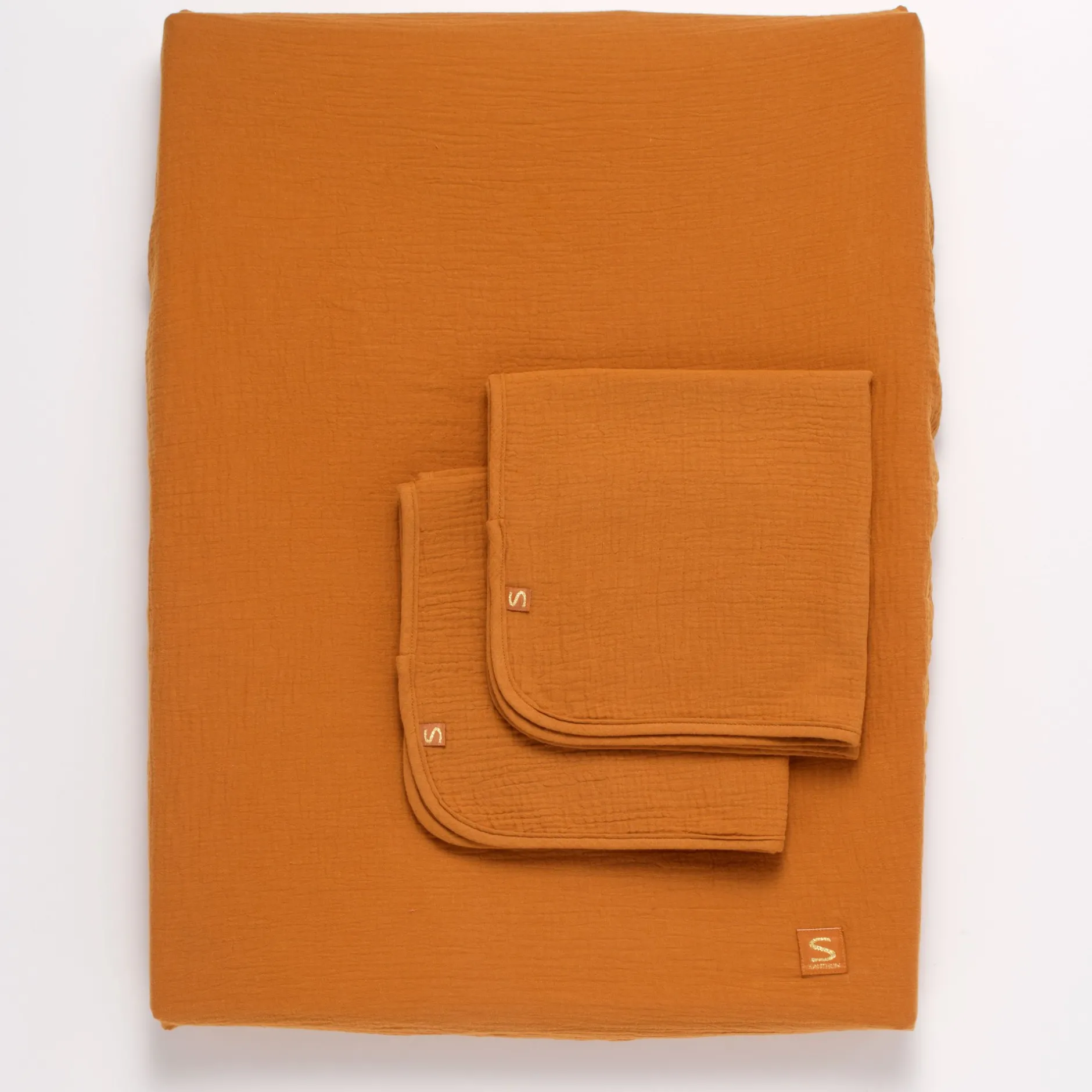 Housse De Matelas À Langer*Sauthon Baby Déco Orsino Housse Matelas à langer + 2 linges de Vanille / Camel