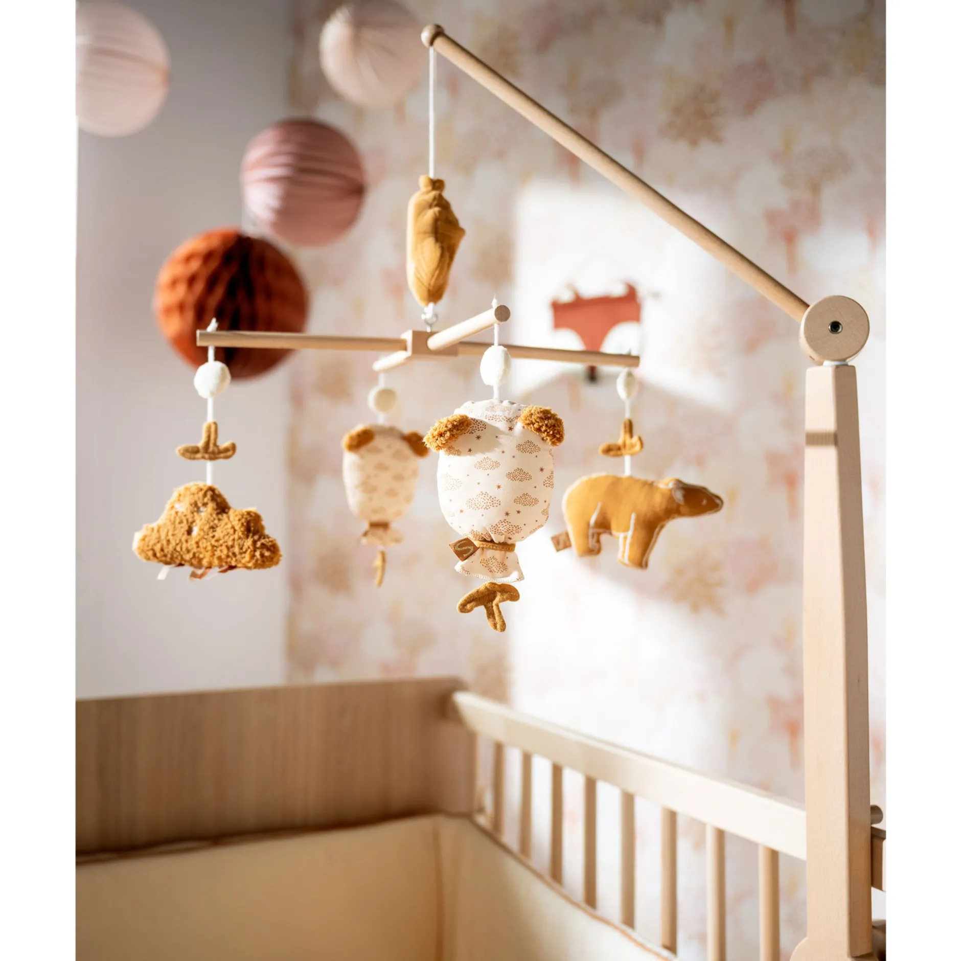 Mobiles*Sauthon Baby Déco Orsino Mobile Musical de Vanille / Camel