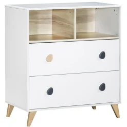 Commodes*Sauthon Baby's Sweet Home Oslo commode 2 tiroirs de Blanc bouton goutte