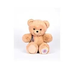 Doudous*L'ours français Ours en Peluche Articulé Français 25 cm de Beige