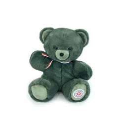 Doudous*L'ours français Ours en Peluche Articulé Français 25 cm de Vert kaki