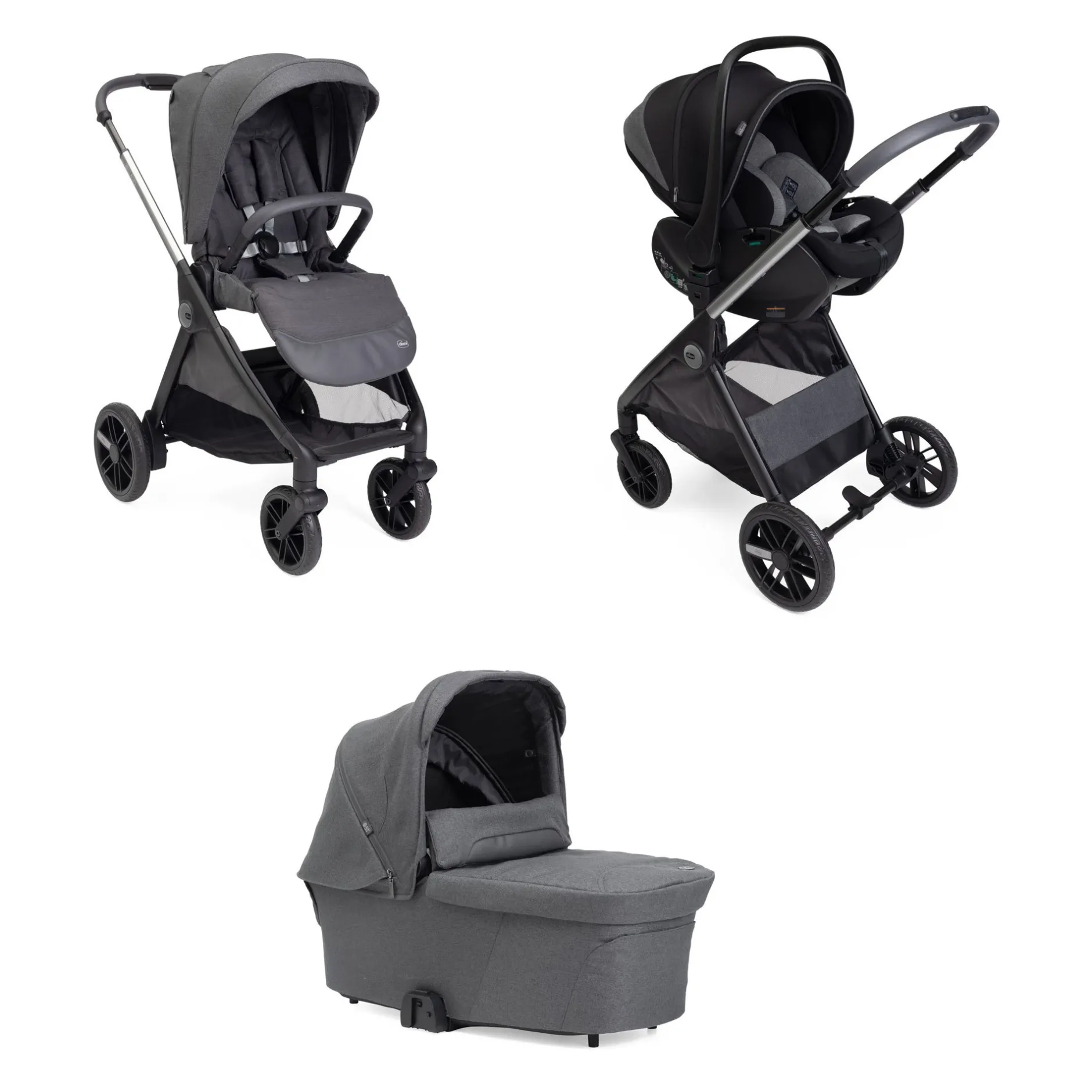 Tout Pour Vos Balades|Poussettes 3-En-1*Chicco Pack Trio Poussette Bellagio de Black Satin