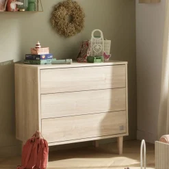 Commodes*Sauthon Baby's Sweet Home Paloma Commode 3 tiroirs de Bois chêne sépia