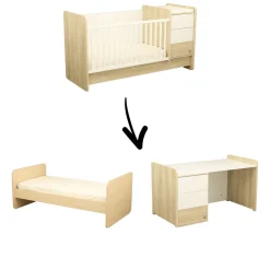 Lits 70X140 Évolutifs*Sauthon Baby's Sweet Home Paloma Lit combiné évolutif 70 x 140 cm de Chêne sépia blanc