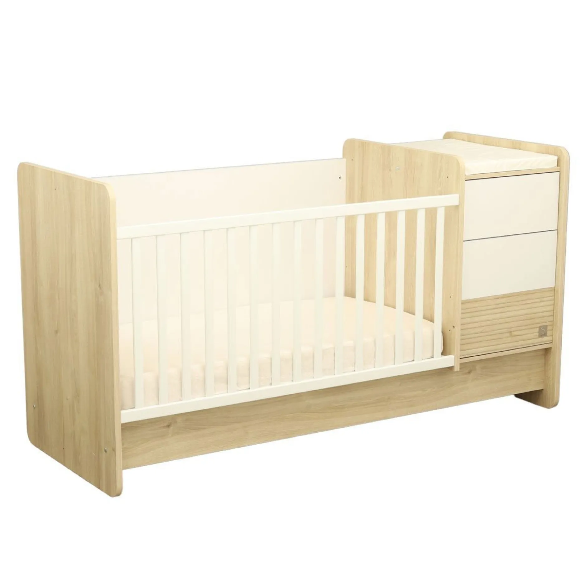 Lits 70X140 Évolutifs*Sauthon Baby's Sweet Home Paloma Lit combiné évolutif 70 x 140 cm de Chêne sépia blanc