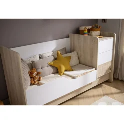 Lits 70X140 Évolutifs*Sauthon Baby's Sweet Home Paloma Lit combiné évolutif 70 x 140 cm de Chêne sépia blanc