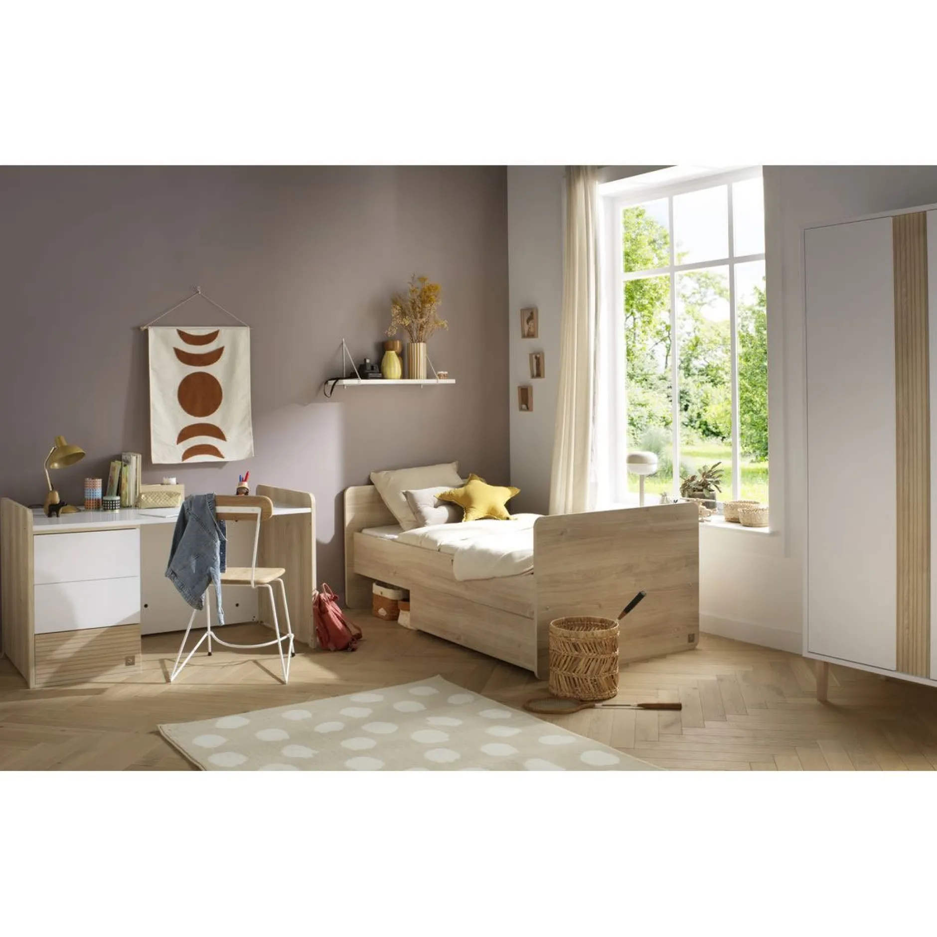 Lits 70X140 Évolutifs*Sauthon Baby's Sweet Home Paloma Lit combiné évolutif 70 x 140 cm de Chêne sépia blanc