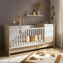 Lits 70X140 Évolutifs*Sauthon Baby's Sweet Home Paloma Lit combiné évolutif 70 x 140 cm de Chêne sépia blanc