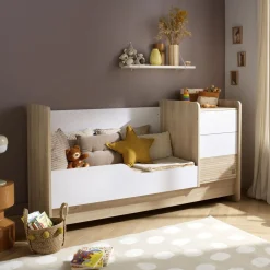 Lits 70X140 Évolutifs*Sauthon Baby's Sweet Home Paloma Lit combiné évolutif 70 x 140 cm de Chêne sépia blanc