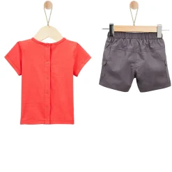 Pantalons, Shorts|T-Shirts, Polos, Chemises*P'tit bisou Panda & Coccinelle Haut + Short 1 mois de Rouge