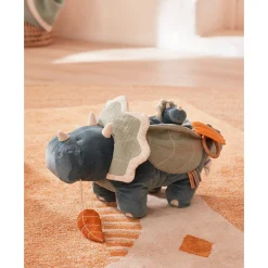 Peluches Musicales*Noukies Peluche d'activités Ops en Veloudoux et mousseline de coton BIO de Bleu