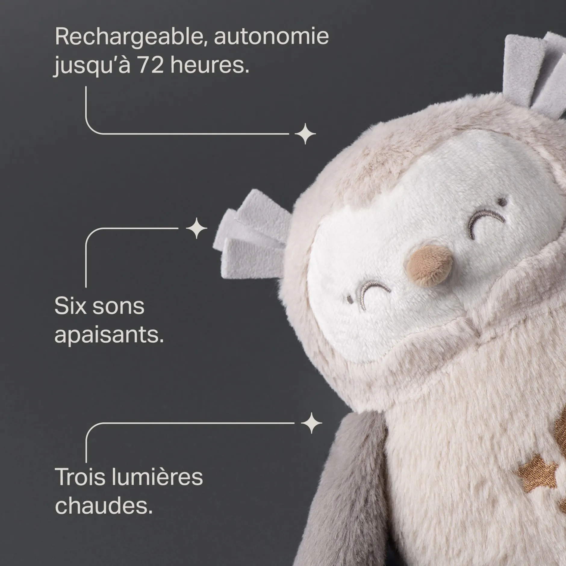 Peluches Musicales|Veilleuses*Tommee Tippee Peluche lumineuse et sonore Deluxe Grofriend de Ollie la Chouette