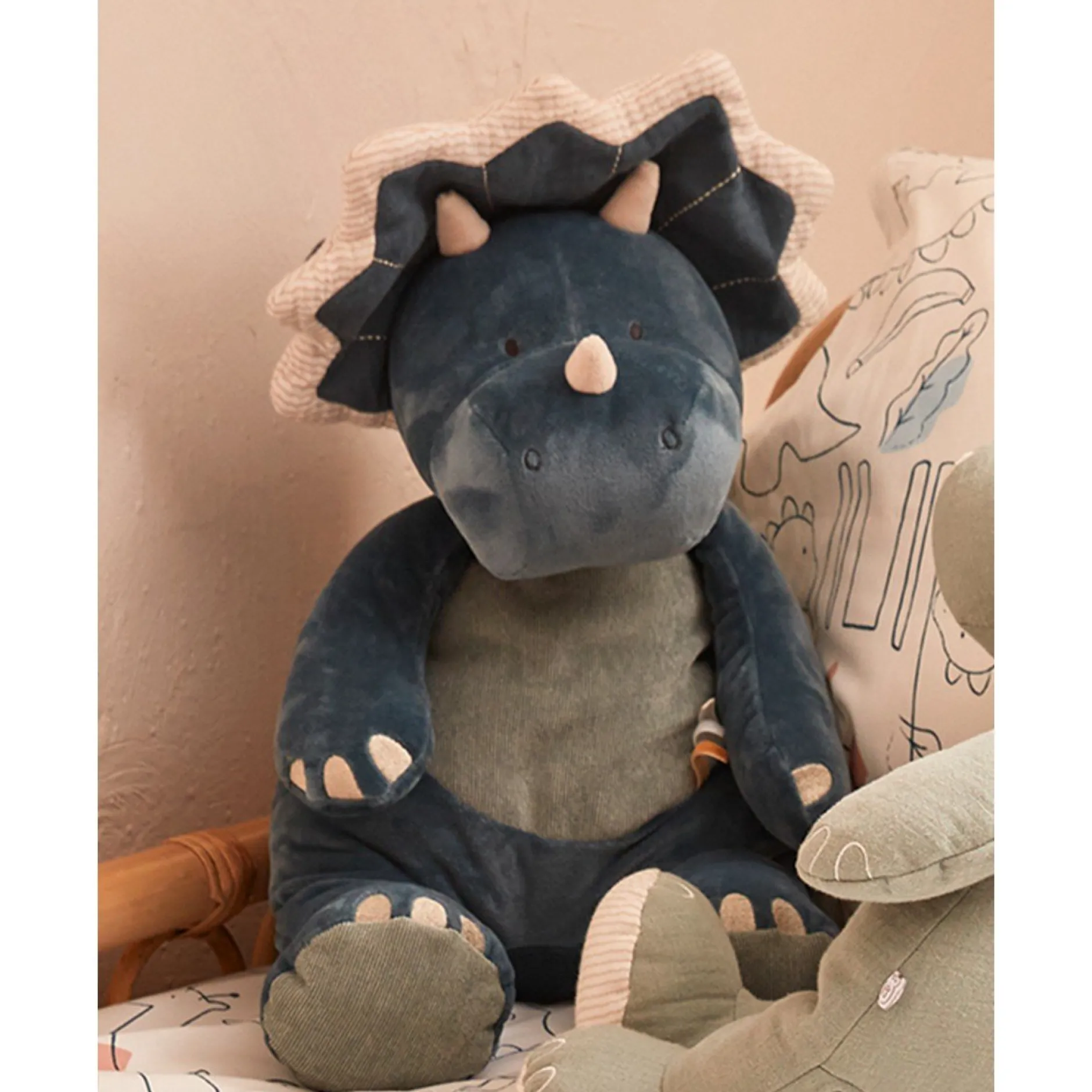 Doudous*Noukies Peluche medium Ops en veloudoux de Bleu