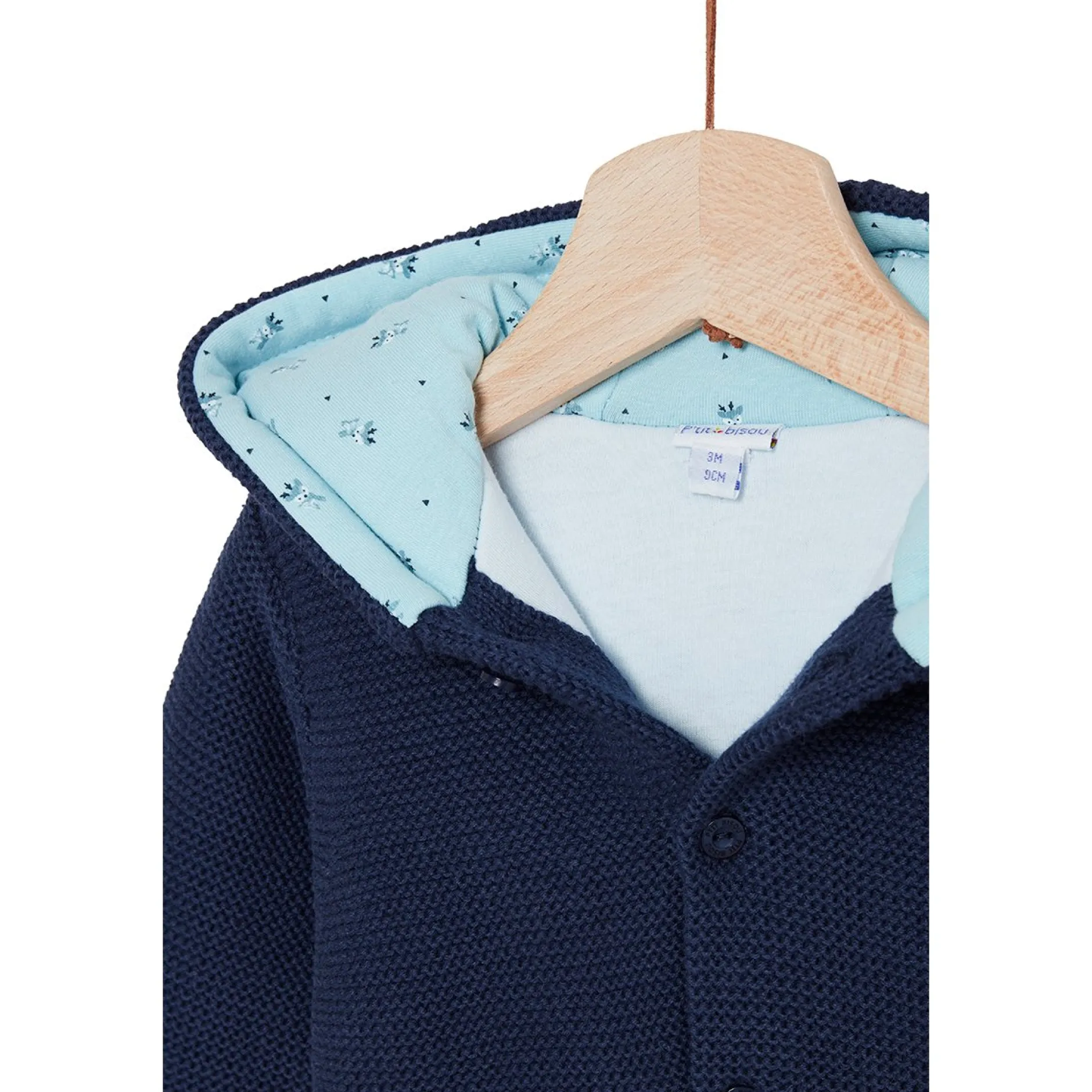 Vêtements Naissance*P'tit bisou Petit Cocon Mignon Cardigan à capuche de Bleu