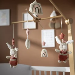 Mobiles*Sauthon Baby Déco Petit cœur Mobile musical de Vieux rose