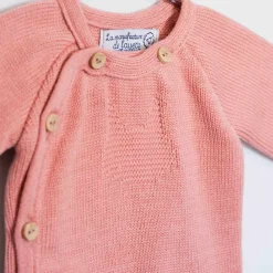 Vêtements Naissance*La Manufacture de Layette Petits chats Brassière en tricot de Bleu Danube