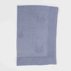 Couvertures*La Manufacture de Layette Petits chats Couverture en tricot de Bleu Orage