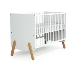 Lits 60X120 Non Évolutifs*AT4 Pirate Lit Bébé 60 x 120 cm de Blanc et Hêtre