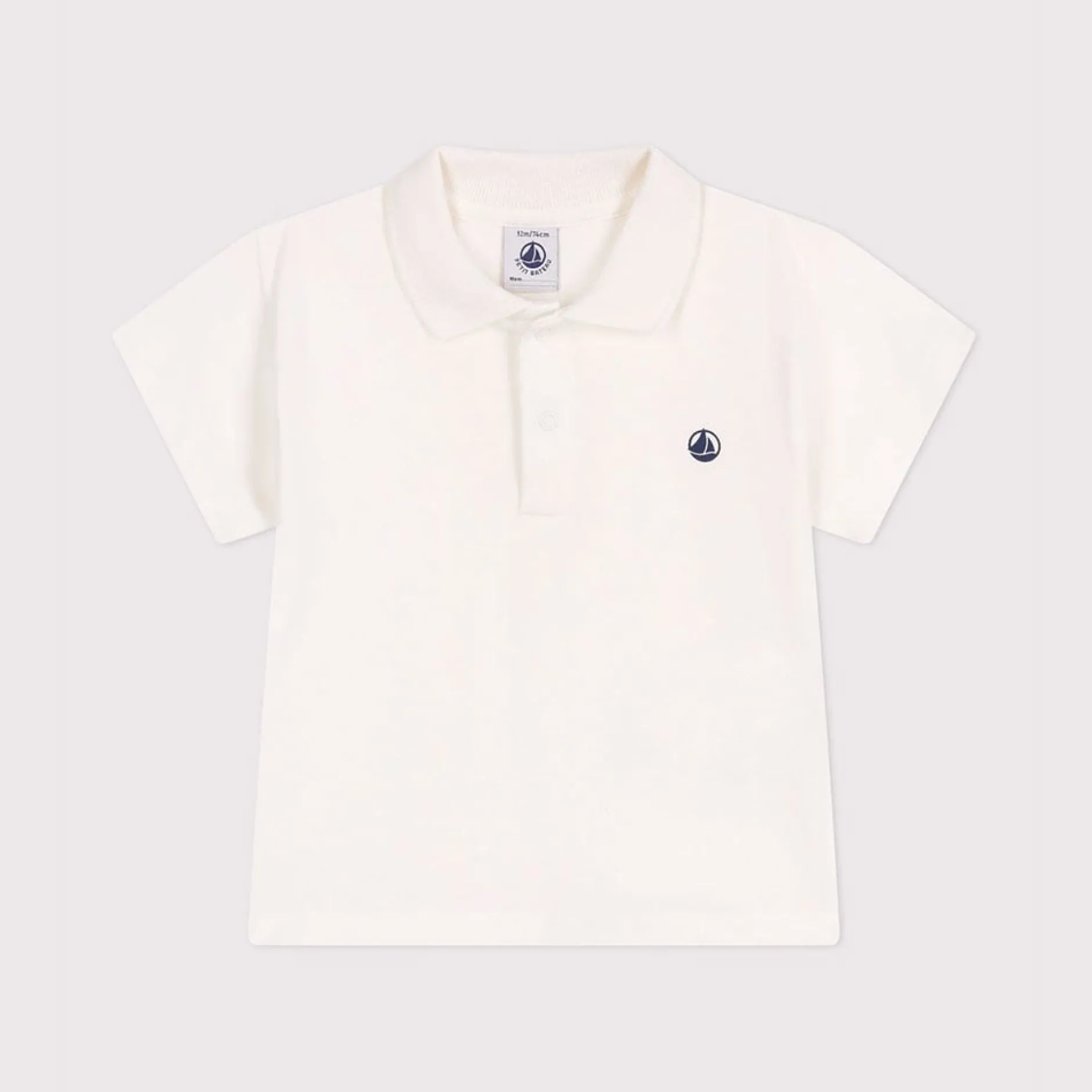 T-Shirts, Polos, Chemises*Petit Bateau Polo bébé en coton manches courtes uni de Blanc Marshmallow