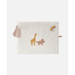 Tapis D'Éveil*Noukies Popsie, Gigi & Louli Tapis d'activités / Tapis de parc Popsie mousseline 75 x 95 cm de Écru/Rose