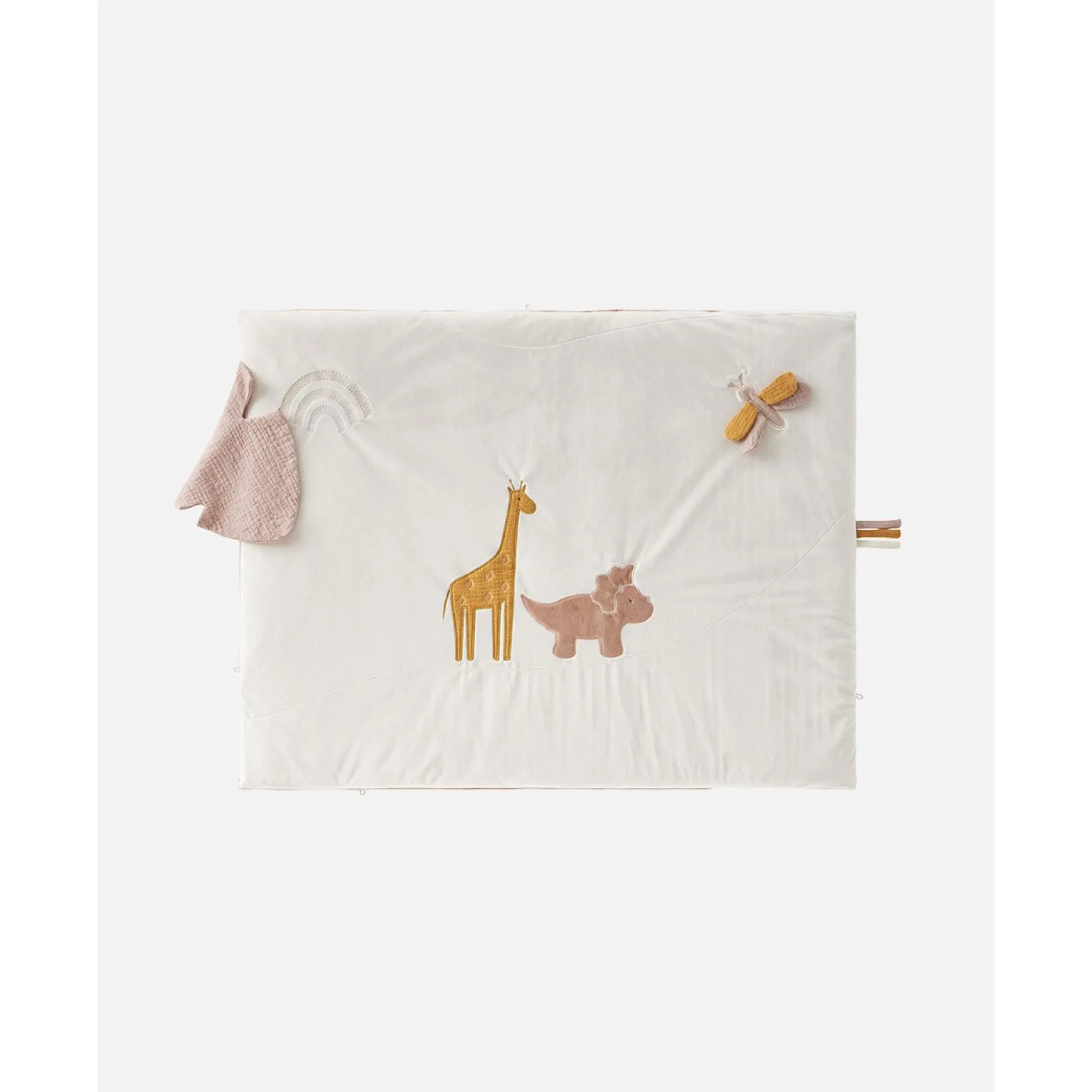 Tapis D'Éveil*Noukies Popsie, Gigi & Louli Tapis d'activités / Tapis de parc Popsie mousseline 75 x 95 cm de Écru/Rose