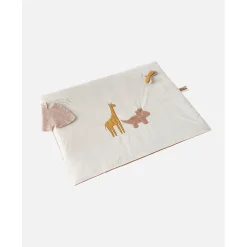 Tapis D'Éveil*Noukies Popsie, Gigi & Louli Tapis d'activités / Tapis de parc Popsie mousseline 75 x 95 cm de Écru/Rose
