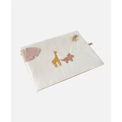 Tapis D'Éveil*Noukies Popsie, Gigi & Louli Tapis d'activités / Tapis de parc Popsie mousseline 75 x 95 cm de Écru/Rose