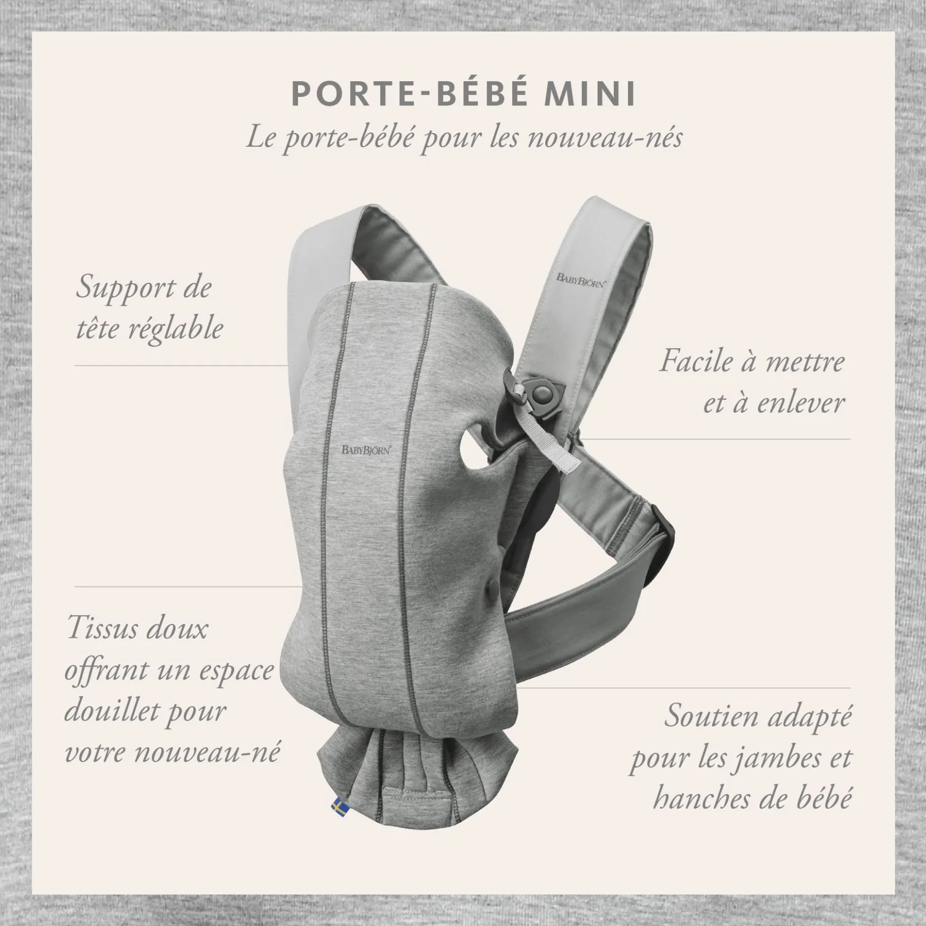 Porte Bébé Ventral|Tout Pour Vos Balades*BabyBjörn Porte-bébé Mini de Beige Clair Jersey 3D