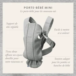 Porte Bébé Ventral|Tout Pour Vos Balades*BabyBjörn Porte-bébé Mini de Gris/Beige Mesh 3D