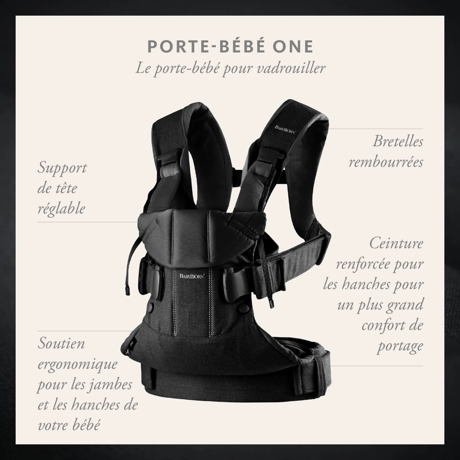 Porte Bébé Dorsal|Porte Bébé Ventral*BabyBjörn Porte-bébé One de Gris denim / foncé cotton mix