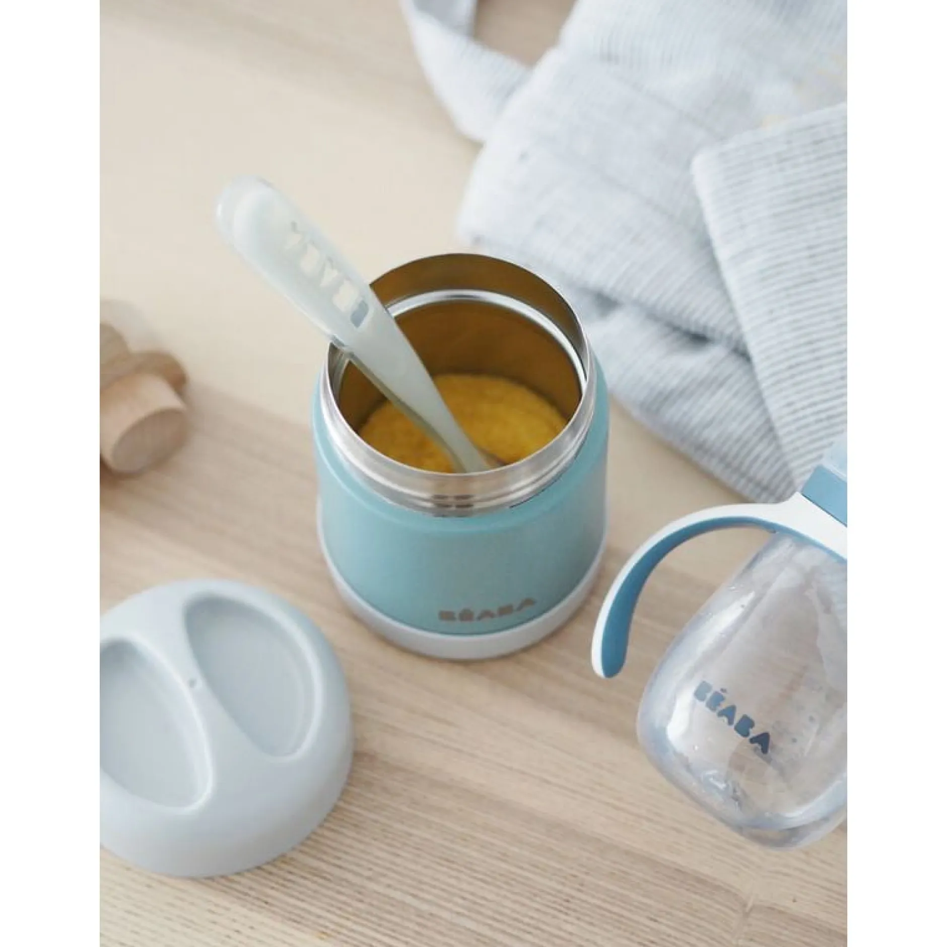 Pots*Béaba Portion inox isotherme 300 ml de Eucalyptus