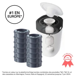 Poubelles*Tommee Tippee Poubelle à Couches Avancée Twist & Click Starter-pack, Lot de 12 Recharges de Blanc