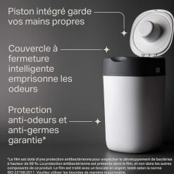 Poubelles*Tommee Tippee Poubelle à Couches Avancée Twist & Click Starter-pack, Lot de 12 Recharges de Blanc