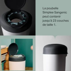 Poubelles*Tommee Tippee Poubelle à Couches Simplee, 6x Recharges de Gris