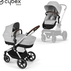 Poussettes 2-En-1|Tout Pour Vos Balades*CYBEX Poussette 2-en-1 Eos Lux de Châssis Silver - Lava Grey