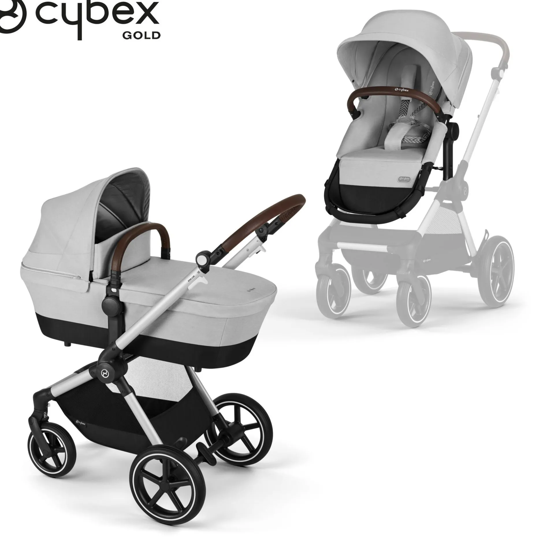 Poussettes 2-En-1|Tout Pour Vos Balades*CYBEX Poussette 2-en-1 Eos Lux de Châssis Silver - Lava Grey