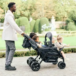 Poussettes Doubles & Triples|Tout Pour Vos Balades*Childhome Poussette Quadruple avec frein auto + housse de pluie + pare-soleil de Noir